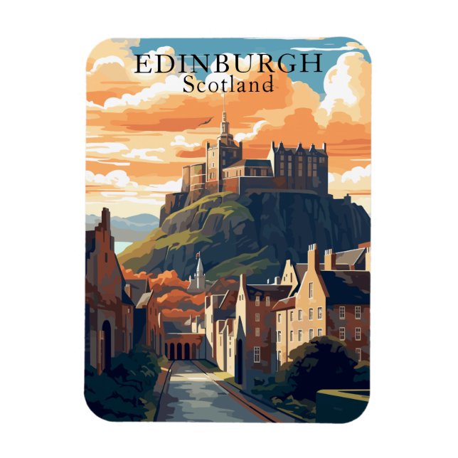 Íman Edinburgh Castle Scotland Postcard Viagem Magnet (Vertical)