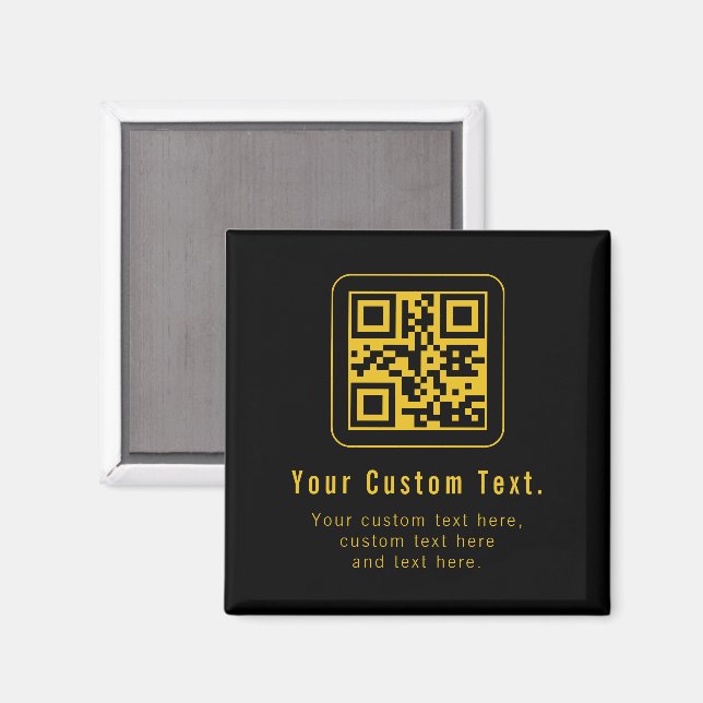 Íman Editable QR Code & Text Template | Black & Gold (Front/Back)