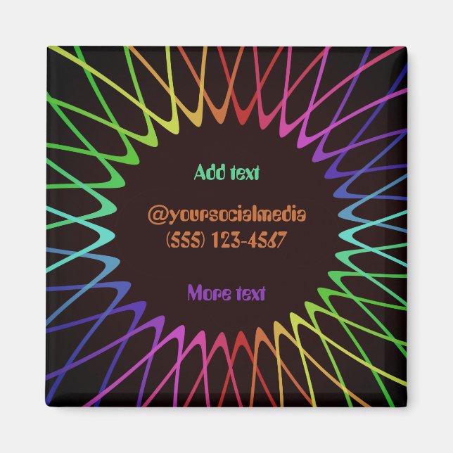 Íman Editável 70s Retro Hippie Psychedelic Magnet (Frente)