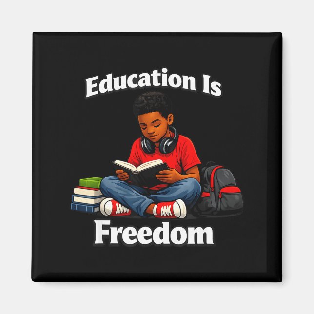 Íman Educação é liberdade lendo design história negra (Frente)