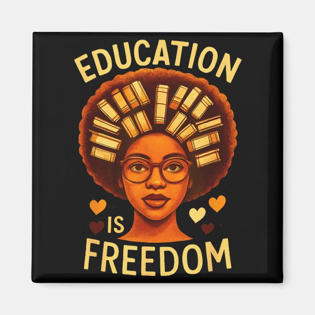 Íman Educação É Liberdade Professora Negra Melanizada P (Frente)