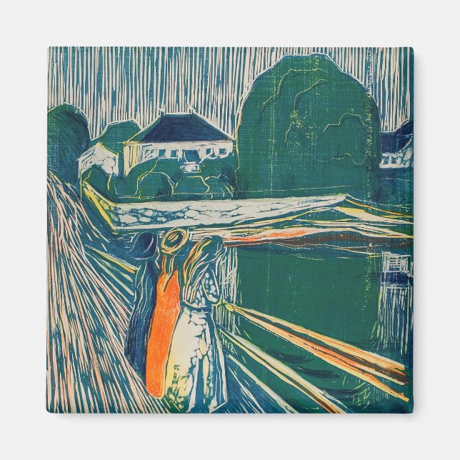 Íman Edvard Munch - As Meninas na Ponte, Lithógrafo (Frente)