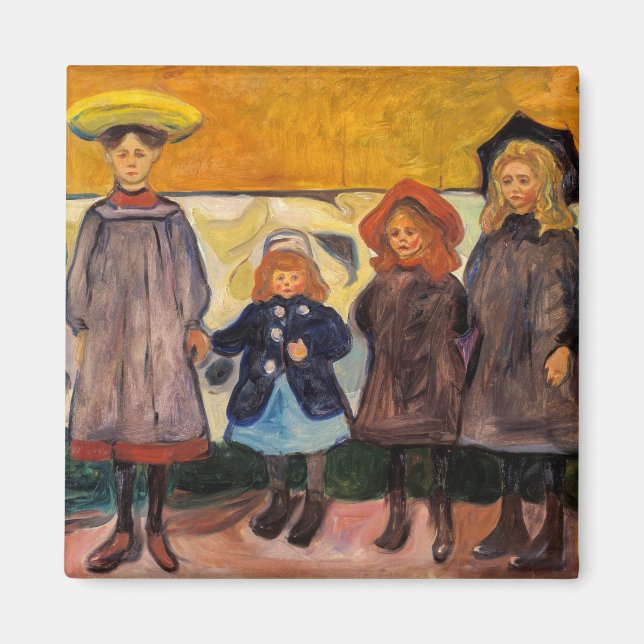 Íman Edvard Munch - Quatro Meninas em Asgardstrand (Frente)