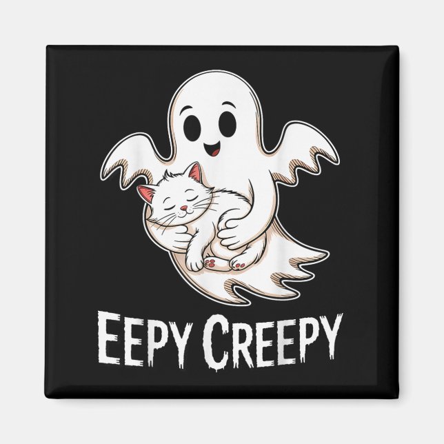 Íman Eepy creepy – gato sonolento fofo e halloween fant (Frente)