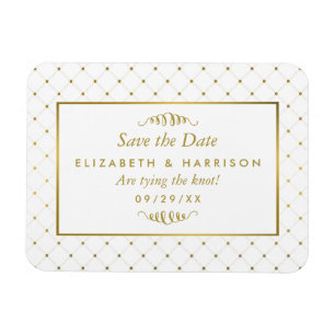 Íman Efeito de Folha Branca e Ouro Moderno Salve a Data