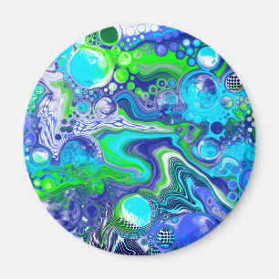 Íman Efeito de Pintura de Arte Líquida Azul e Verde