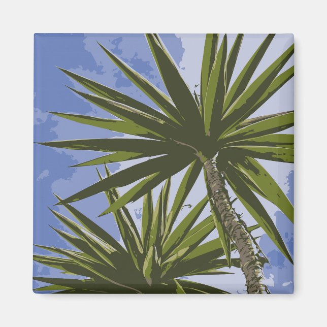 Íman Efeito de Pintura de Folhas de Palmeira Yucca Trop (Frente)