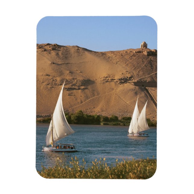 Íman Egito, Assuã, Rio Nilo, barcos à vela Felucca, (Vertical)