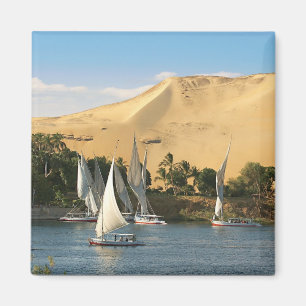 Íman Egito, Assuã, Rio Nilo, barcos à vela Felucca, 2