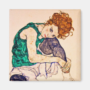 Íman Egon Schiele - Mulher Assentada Com Pernas Redigid