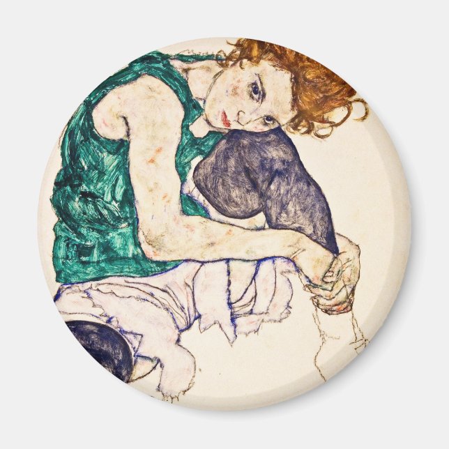 Íman Egon Schiele - Mulher Sentada Com Pernas Desenhada (Frente)