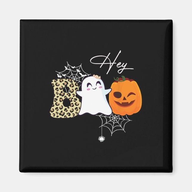 Íman Ei Boo Cute Ghost Pumpkin Rosto Halloween (Frente)
