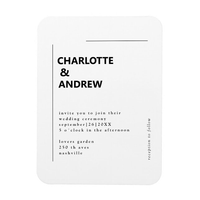 Íman Einladung Hochzeit Einladung, mínimo e moderno (Vertical)
