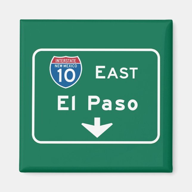 Íman El Paso, TX Road Sign (Frente)