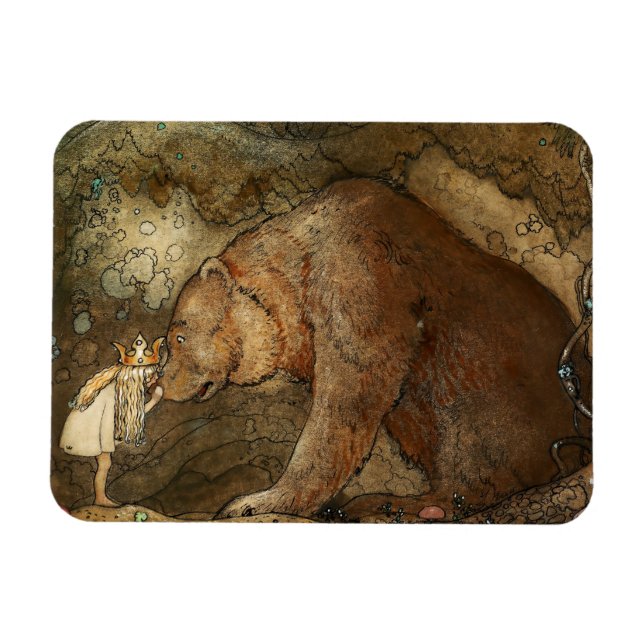 Íman “Ela Beijou o Urso” por John Bauer (Horizontal)
