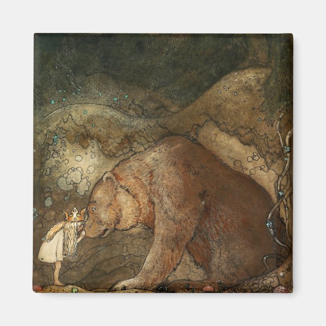 Íman “Ela Beijou o Urso” por John Bauer (Frente)