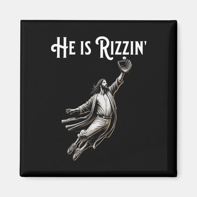Íman Ele É Rizzin Jesus Jogando Baseball Divertimento R (Frente)