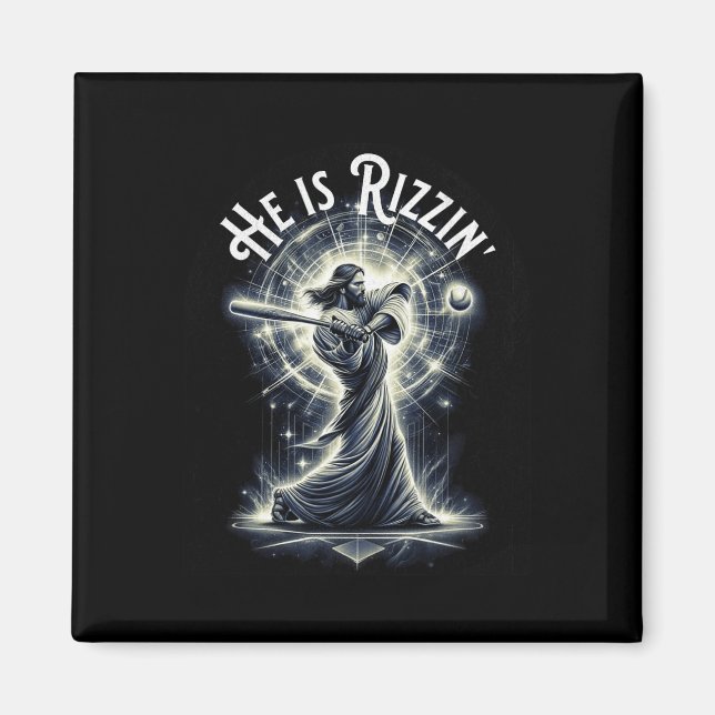 Íman Ele É Rizzin Jesus Jogando Baseball Divertimento R (Frente)