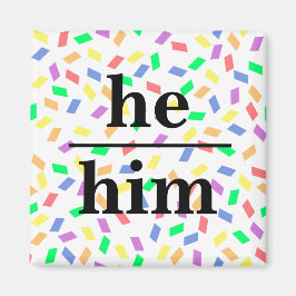 Íman Ele pastel arco-íris sprinkles pronome