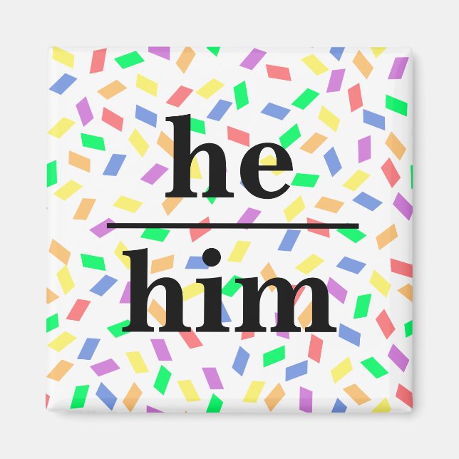 Íman Ele pastel arco-íris sprinkles pronome (Frente)