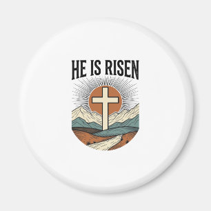 Íman Ele Ressuscitou Cruz Nascer do Sol Camiseta Cristã