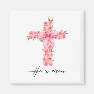 Íman Ele Ressuscitou Laço Coquete Floral Cruz Fé Páscoa