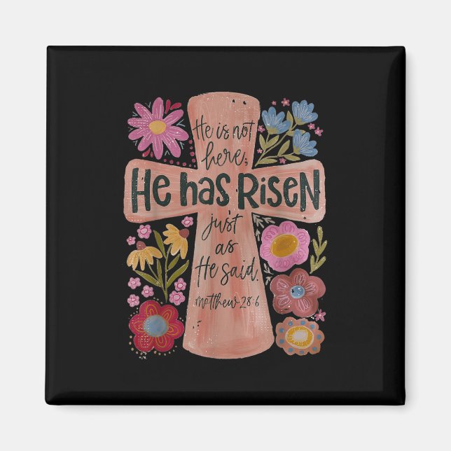 Íman Ele Risen Christian Páscoa Boho Floral (Frente)