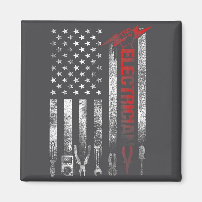 Íman Electrician American Flag Funny Electricians Tools (Frente)
