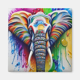 Íman Elefante Africano Colorido Paint Splatter