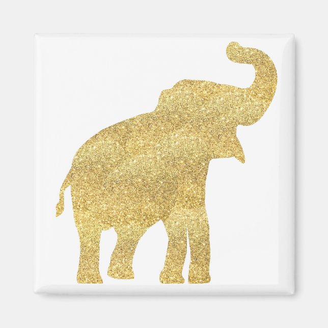 Íman elefante bebê dourado falso (Frente)