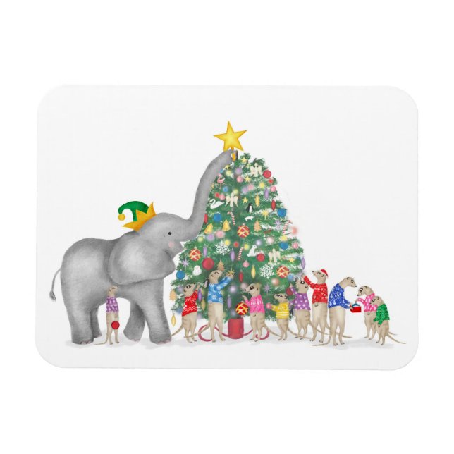 Íman Elefante bonito e magnetos de Natal (Horizontal)