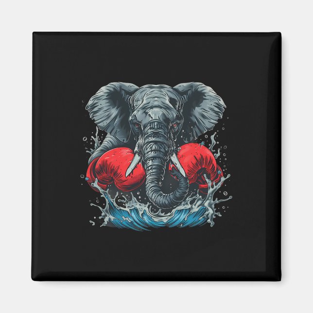 Íman Elefante Boxeando Com Luvas de Boxe Kickboxing Div (Frente)