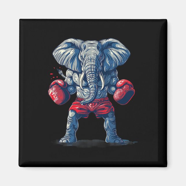 Íman Elefante Boxeando Com Luvas de Boxe Kickboxing Eng (Frente)