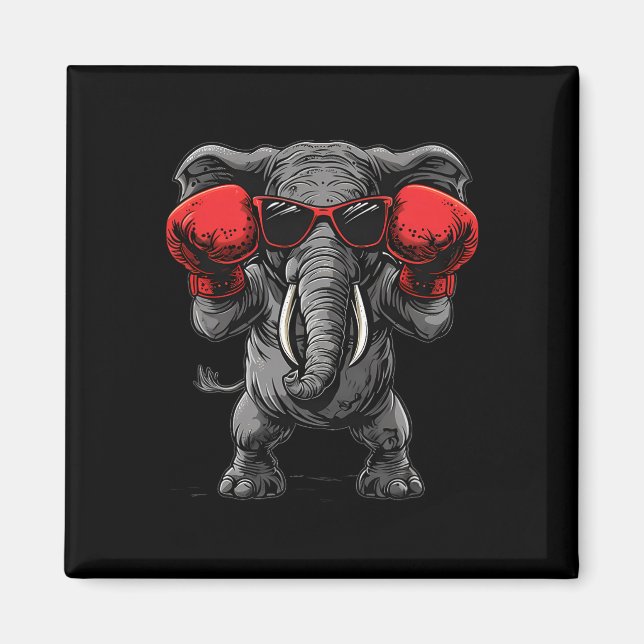 Íman Elefante Boxeando Com Luvas de Boxe Kickboxing Eng (Frente)