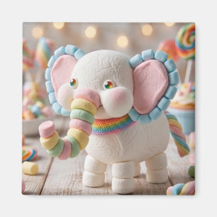 Íman Elefante Caprichoso de Marshmallow e Doces Pastel