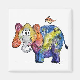 Íman Elefante Colorido Esbranquiçado