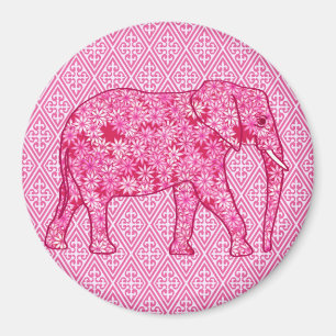 Íman Elefante da flor - cor-de-rosa fuchsia