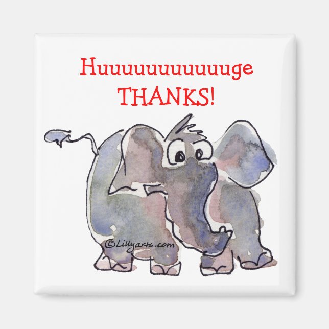 Íman Elefante de Cartoon Obrigado, Presente Magneta (Frente)