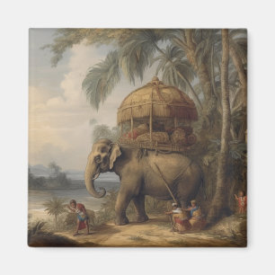 Íman Elefante de cena botânica com howdah também