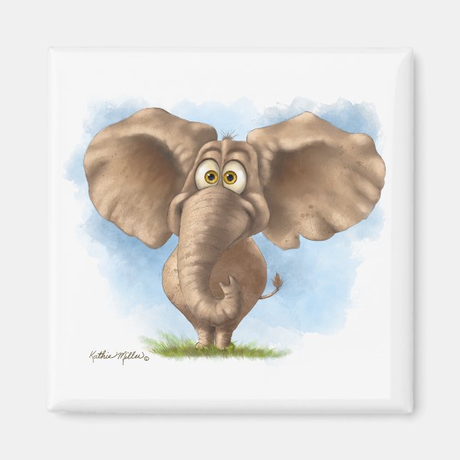 Íman Elefante de Desenho Animado Fofo (Frente)