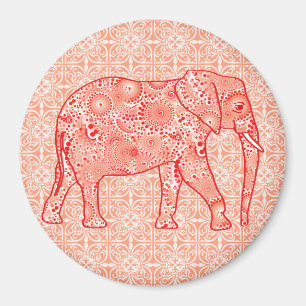 Íman Elefante de espiral frontal - laranja coral e bran