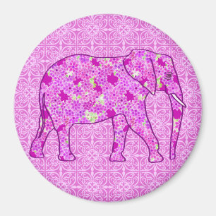 Íman Elefante de flor - orquídea e magenta