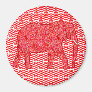 Íman Elefante de flor - vermelho profundo e coral