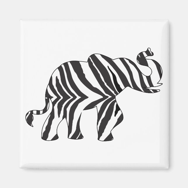 Íman Elefante de Impressão Zebra (Frente)
