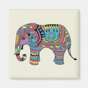 Íman Elefante de Mandala de Cor Vibrante