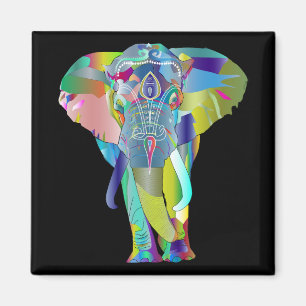 Íman Elefante de Mandala de Cor Vibrante