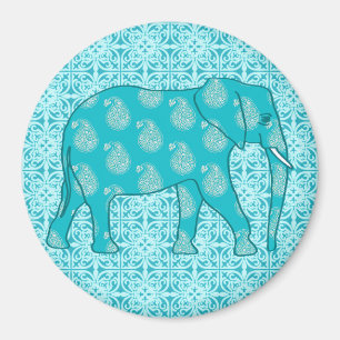 Íman Elefante de Paisley - turquesa e aqua