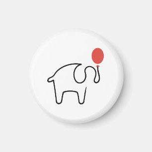 Íman Elefante Desenho Contínuo com Balão Vermelho