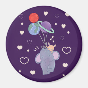 Íman Elefante e Coelho no Passeio de Balão Espacial C