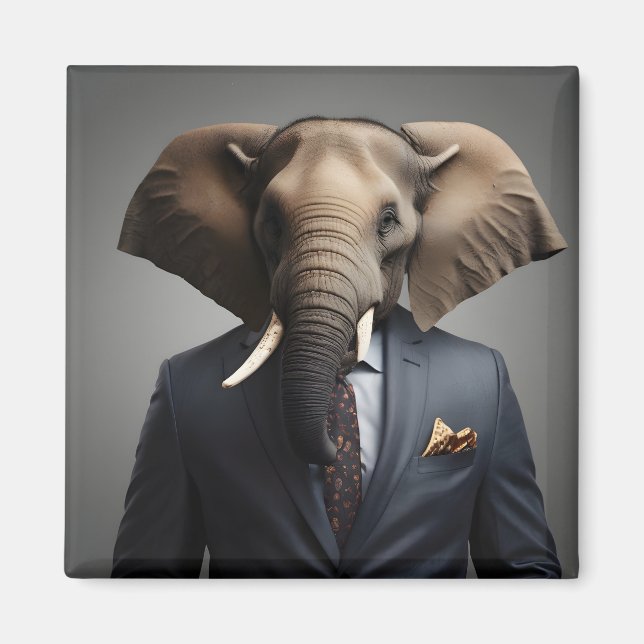 Íman Elefante engraçado de terno (Frente)